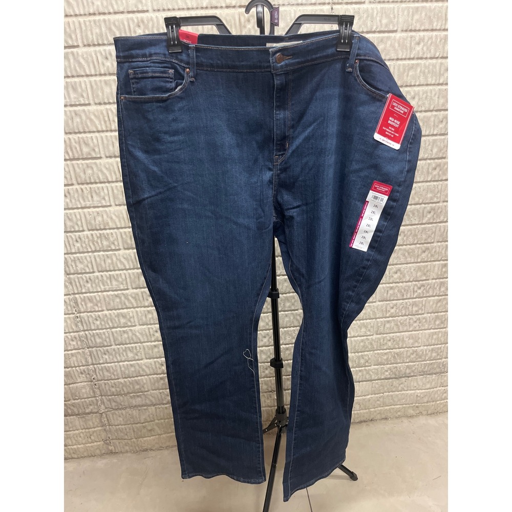 Levi Strauss Signature Mid-Rise Bootcut Jeans Dark Wash Soft Stretch 28L NEW